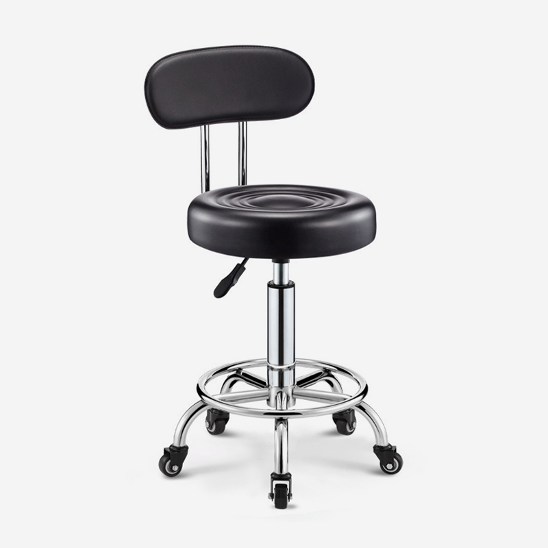 Taburete giratorio con ruedas (negro)