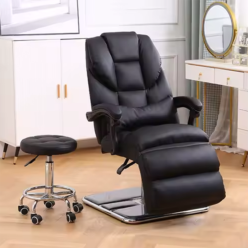 Silla estetica reclinable (negro/almohada cintura/taburete)